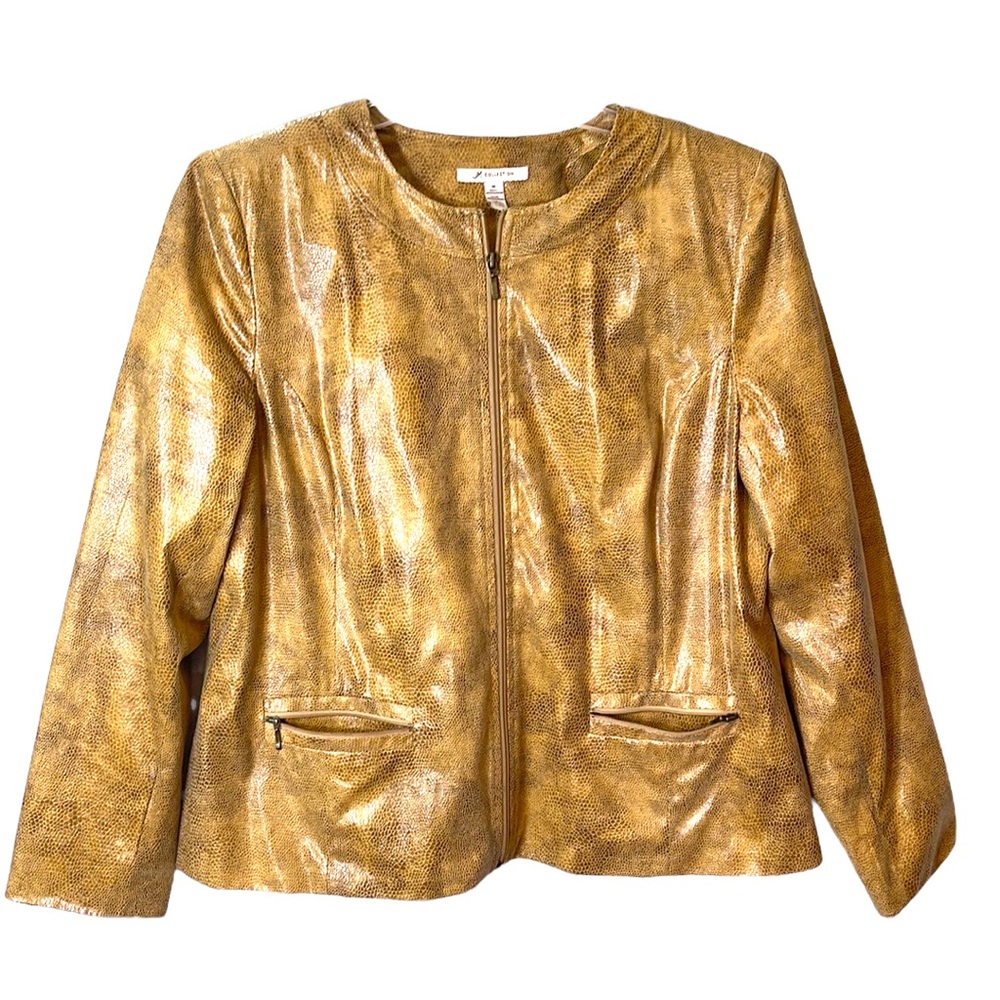 JM Collection Textured Zipper Jacket - Picture 2 of 12